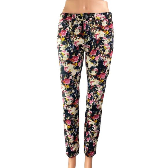 Urban Outfitters BDG Multicolor Floral Mid Rise Skinny Leg Denim Jeans Pants 28 - Picture 1 of 4